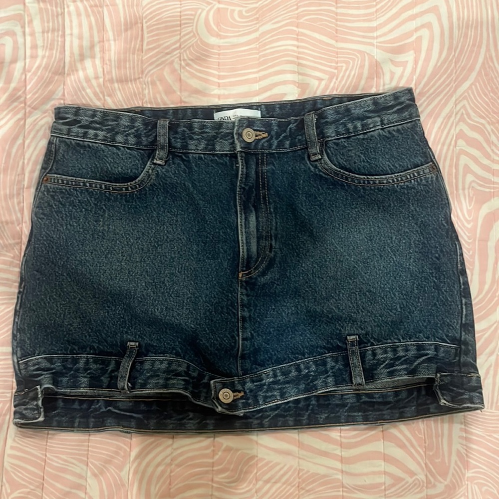 ZARA Jeans Mini Skirt Size L